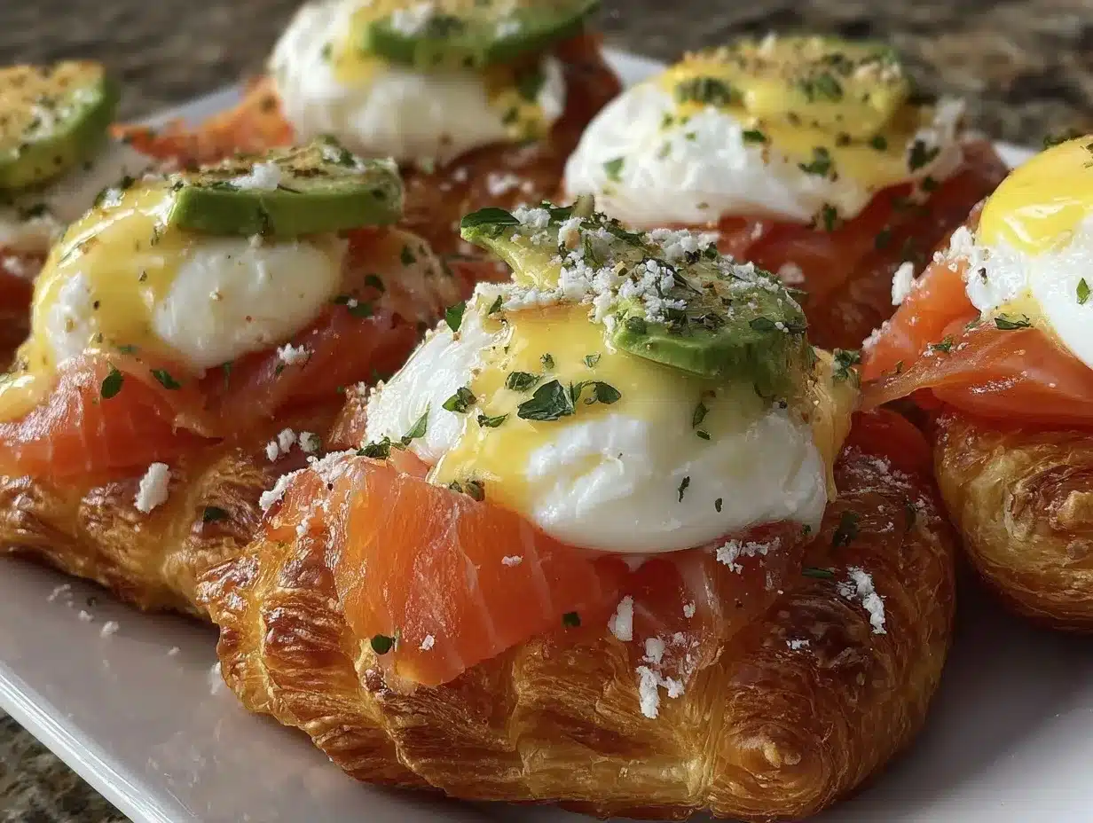 creamy smoked salmon eggs benedict croissants preparation steps