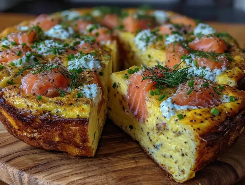 creamy smoked salmon frittata - featured image
