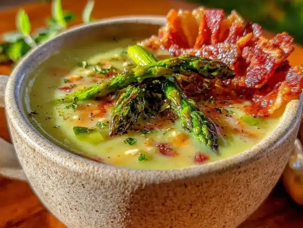 creamy spring asparagus and leek bisque - featured image