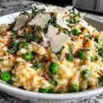 creamy spring pea and mint risotto - featured image