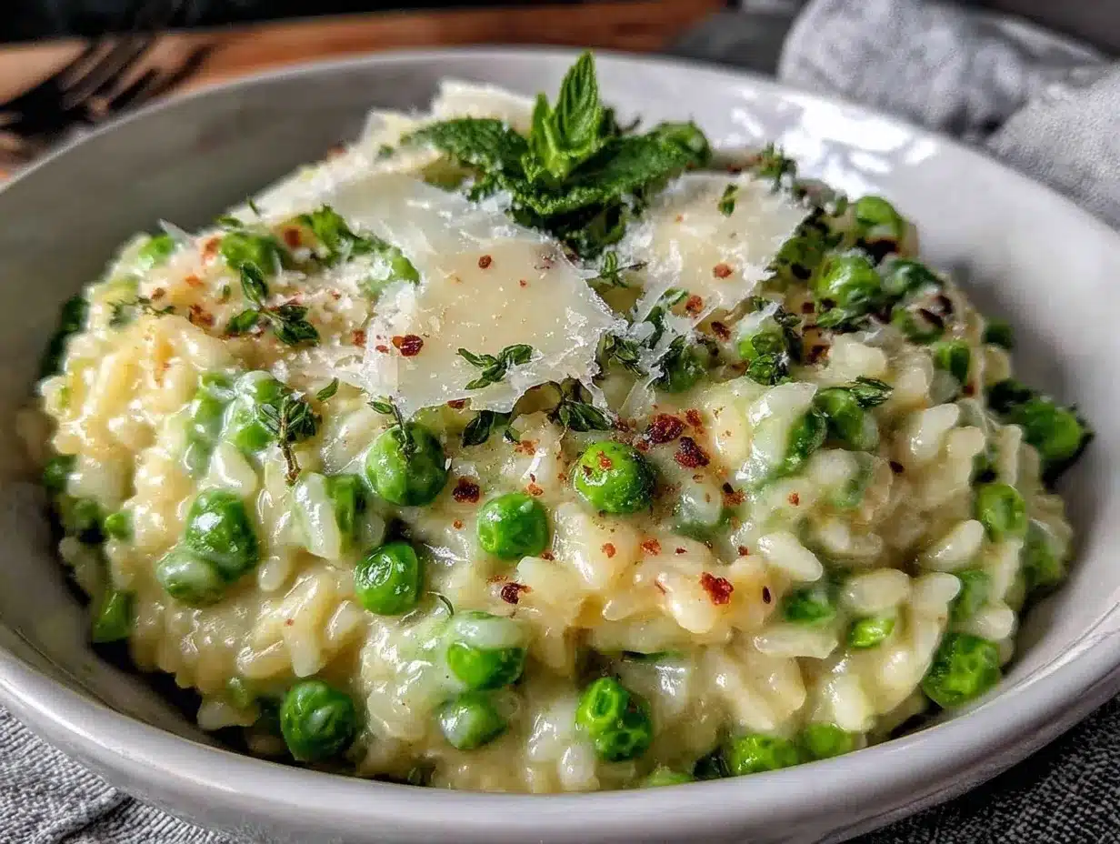 creamy spring pea and mint risotto preparation steps