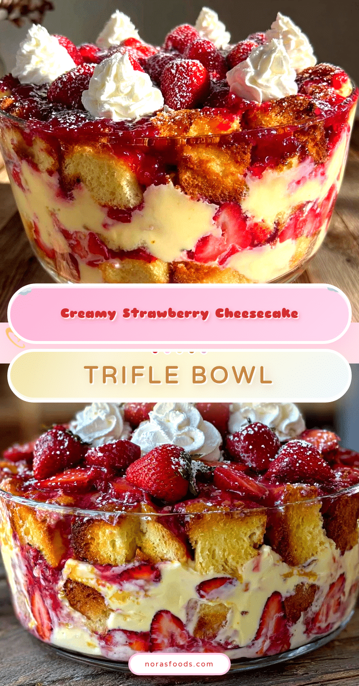 creamy strawberry cheesecake trifle bowl recipe