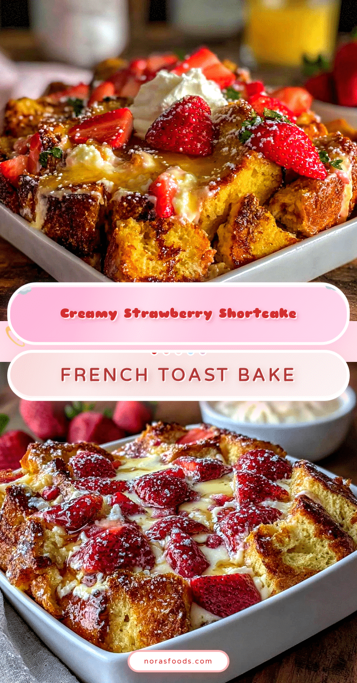 creamy strawberry shortcake french toast bake recipe