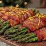 crispy air fryer bacon wrapped asparagus - featured image