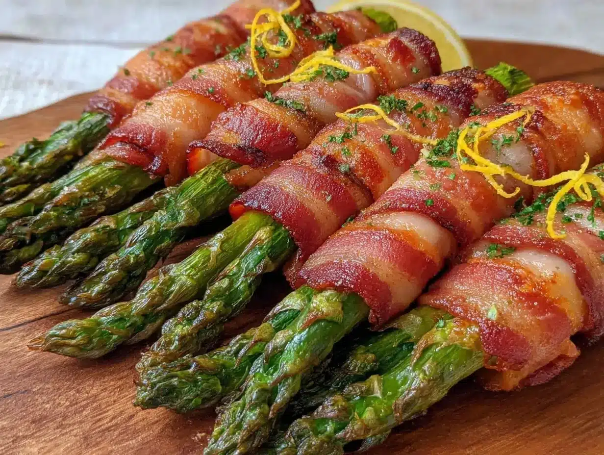 crispy air fryer bacon wrapped asparagus preparation steps