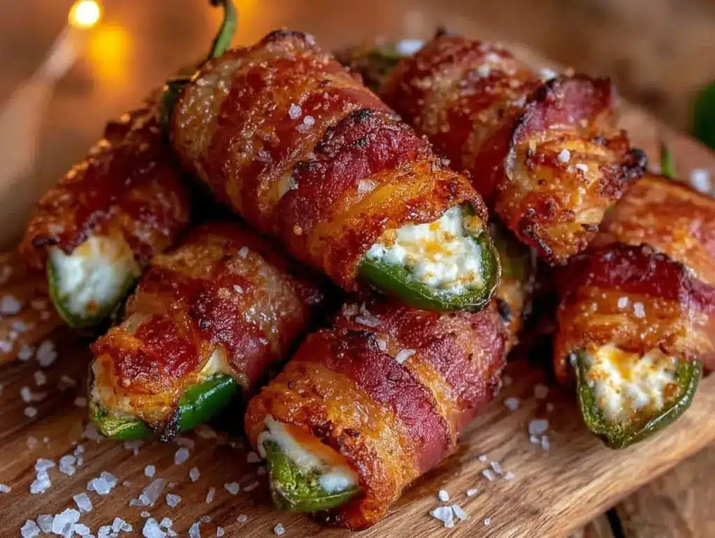 crispy air fryer bacon wrapped jalapeno poppers - featured image