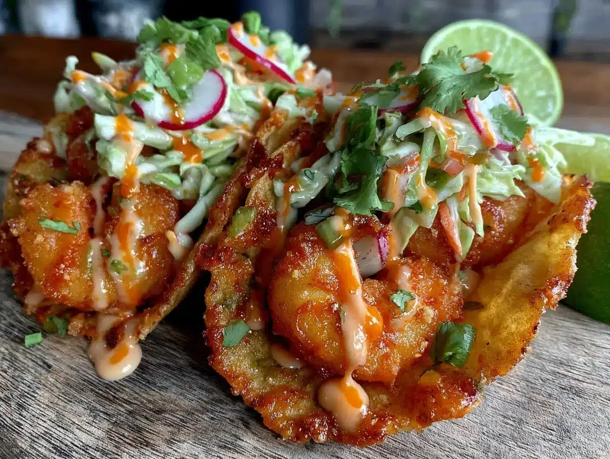 crispy air fryer bang bang shrimp tacos preparation steps