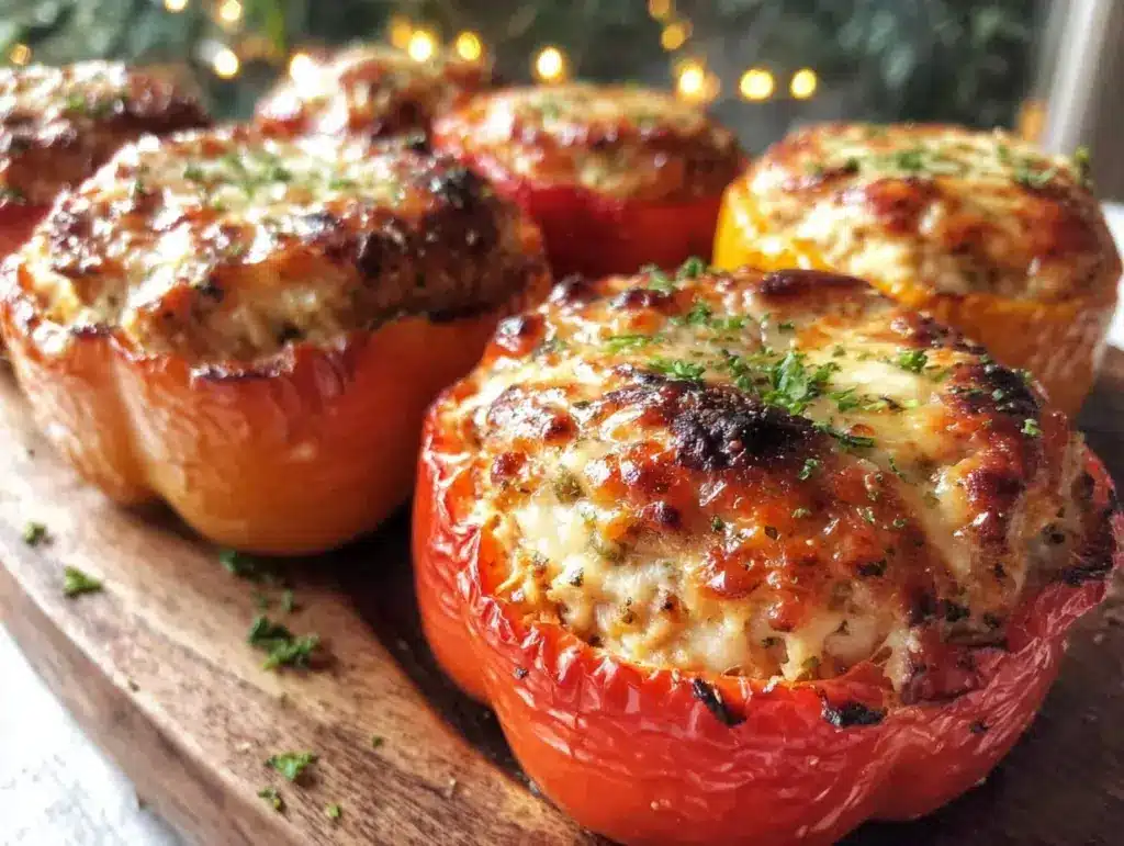 crispy air fryer stuffed bell peppers - featured image