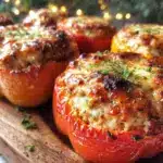 crispy air fryer stuffed bell peppers - featured image