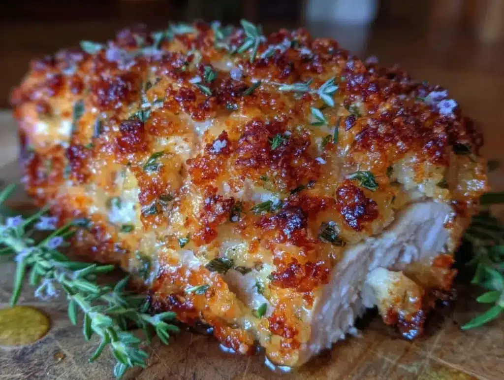 crispy baked parmesan crusted chicken breast - featured image