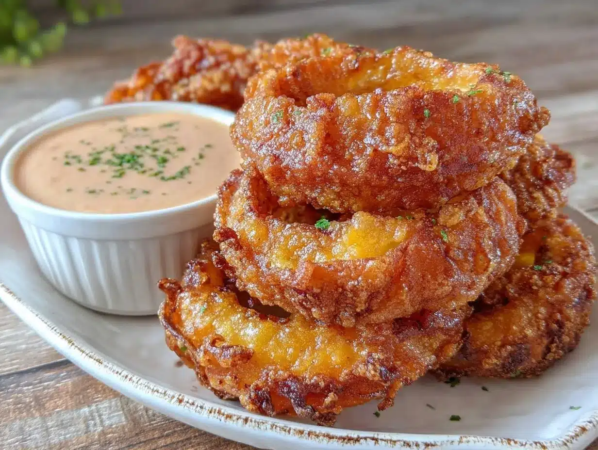 crispy beer battered onion rings preparation steps