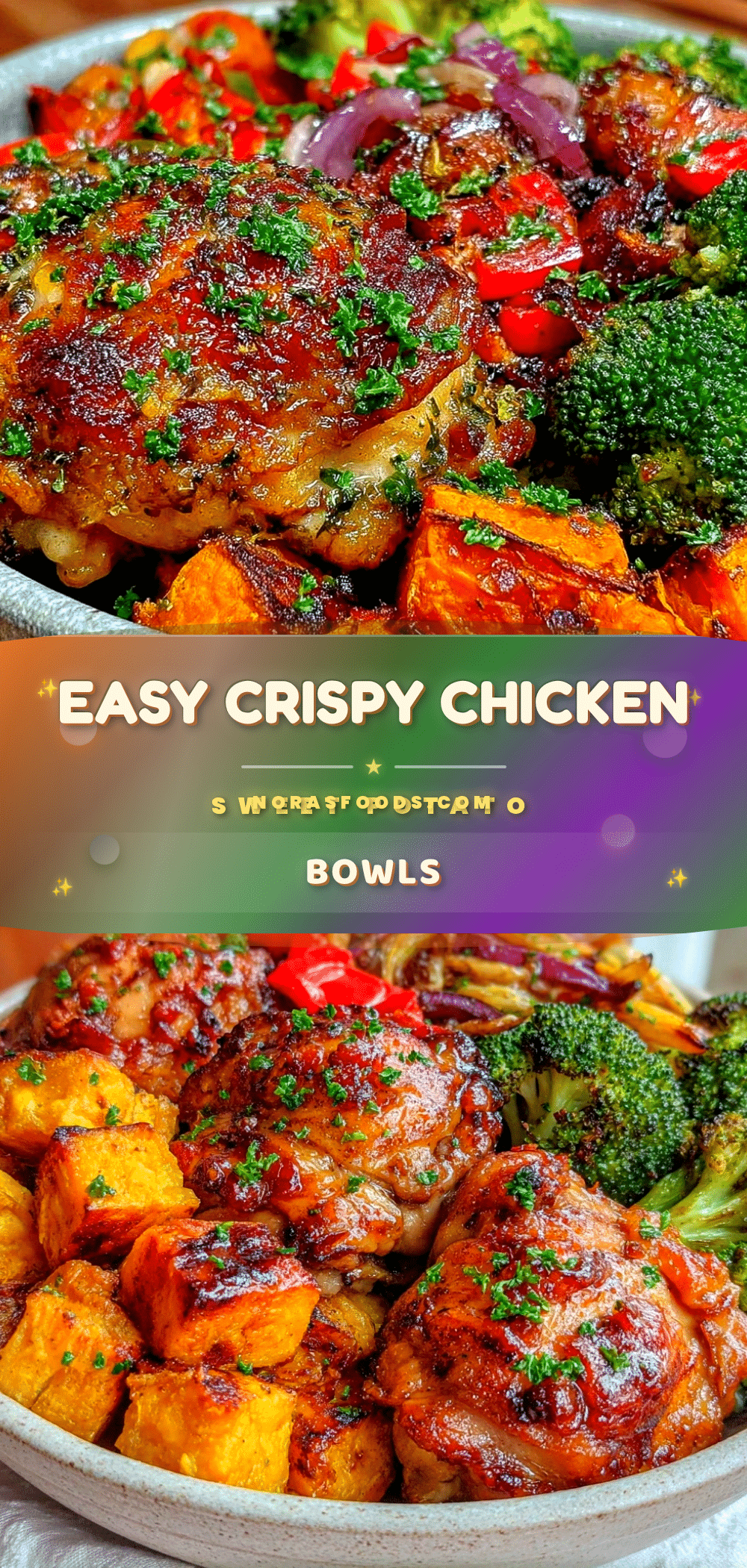 crispy chicken and sweet potato sheet pan bowls recipe