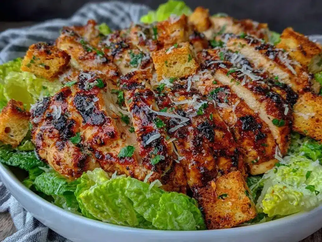 crispy grilled chicken caesar salad - featured image