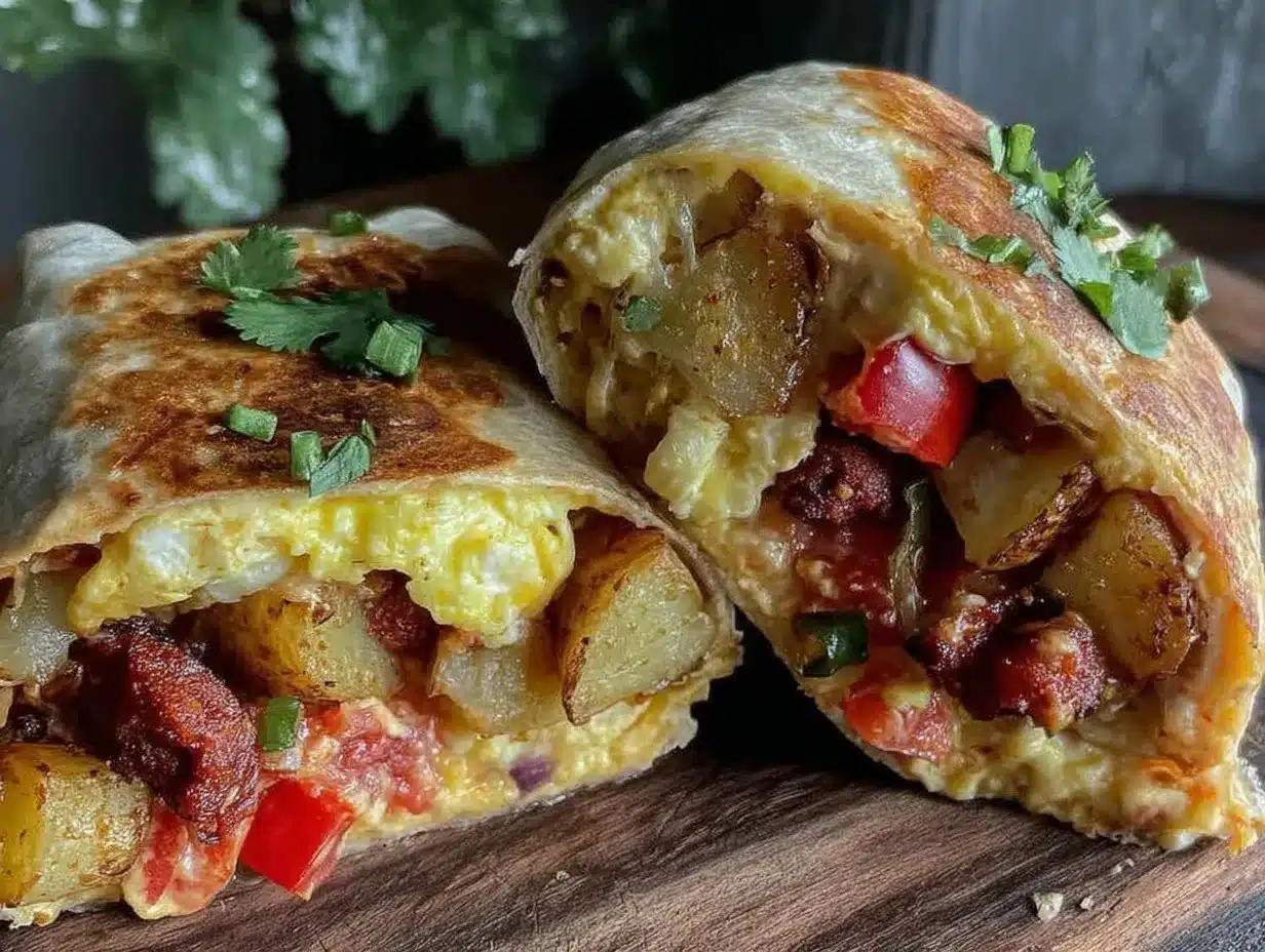 crispy loaded breakfast burrito with chorizo and potatoes preparation steps