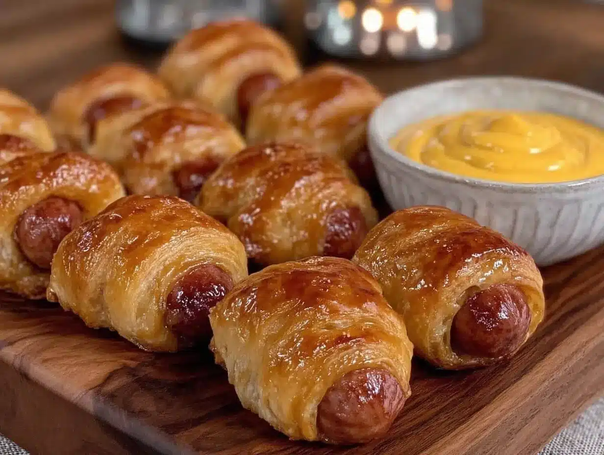 crispy mini hot dog pigs in blankets preparation steps