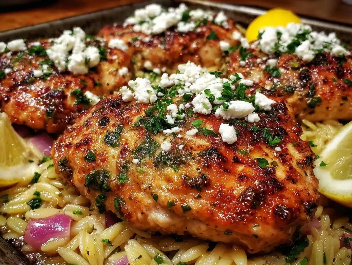 crispy sheet pan greek chicken preparation steps