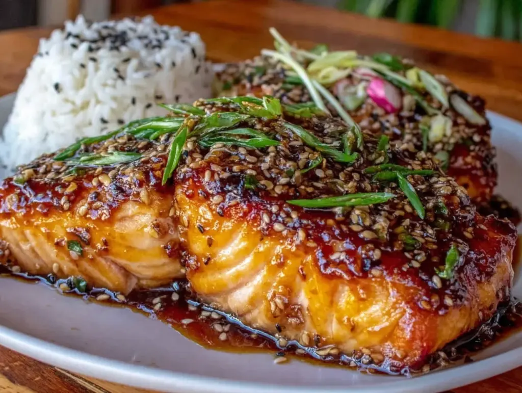 crispy skin salmon with miso ginger glaze - featured image