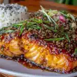 crispy skin salmon with miso ginger glaze - featured image