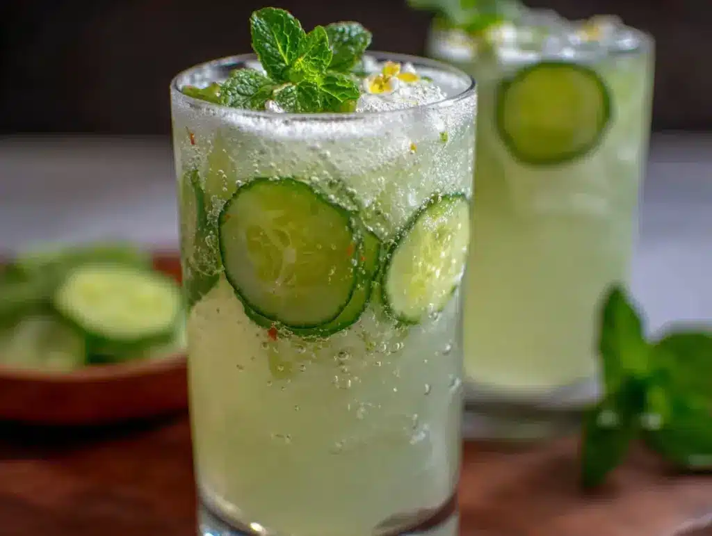 cucumber mint gin fizz - featured image