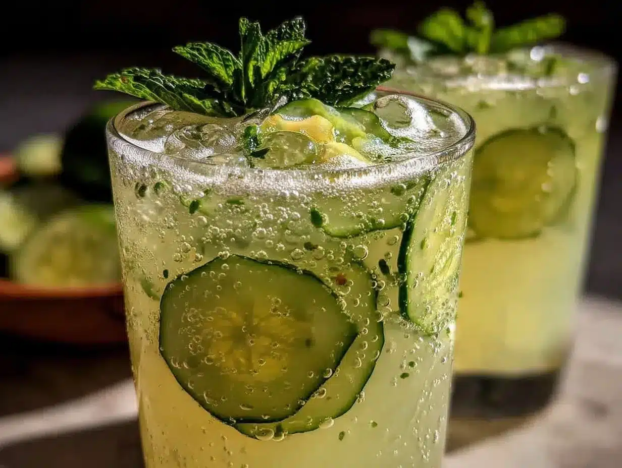 cucumber mint gin fizz preparation steps