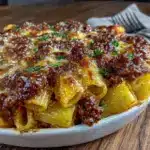 easy cheesy beef pasta bake - featured image