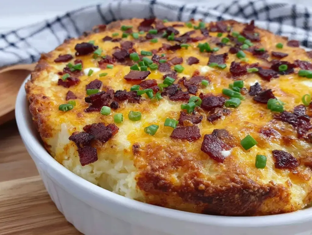 easy cheesy crockpot hashbrown casserole - featured image