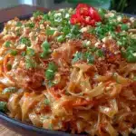 Easy Creamy Thai Peanut Chicken Noodle Salad - featured image