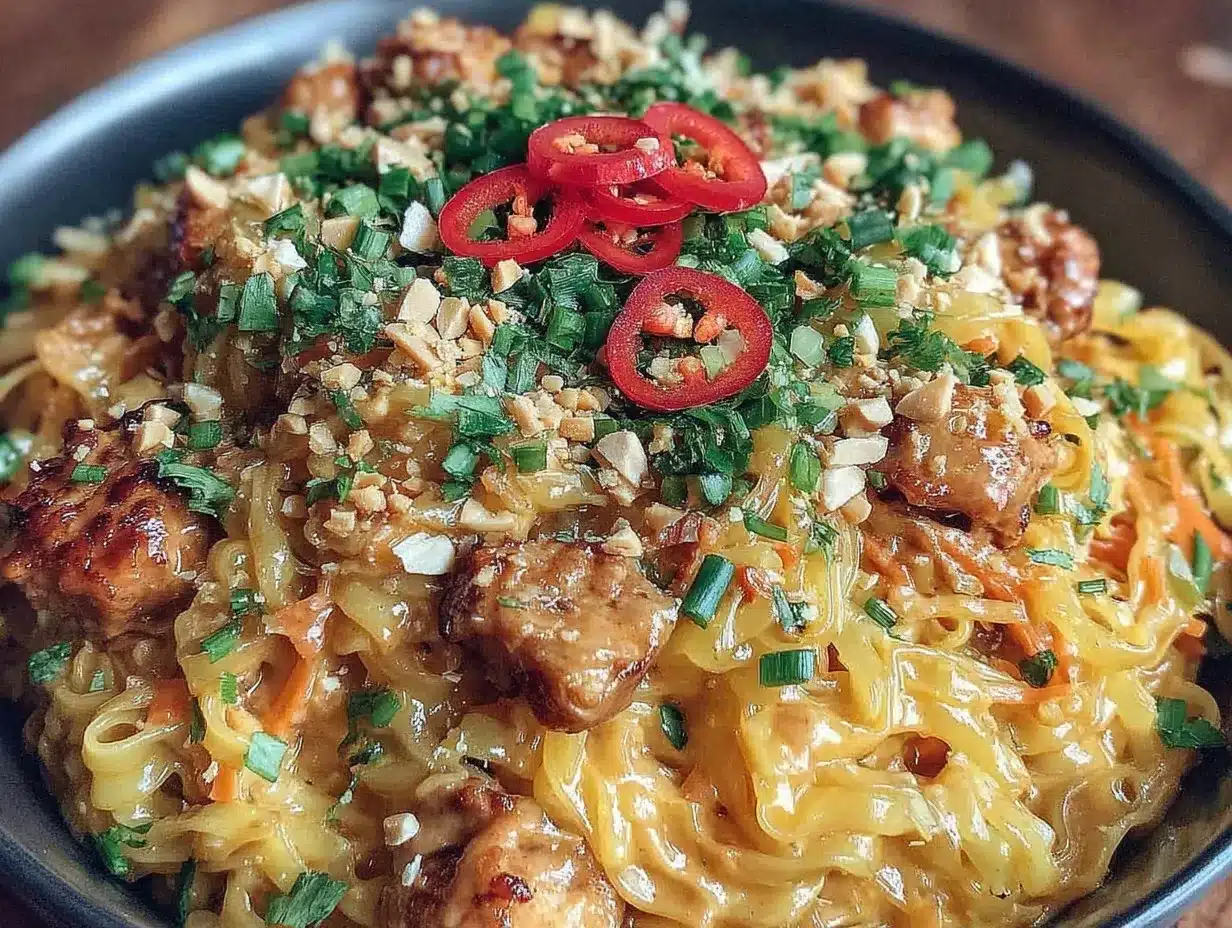 Easy Creamy Thai Peanut Chicken Noodle Salad preparation steps