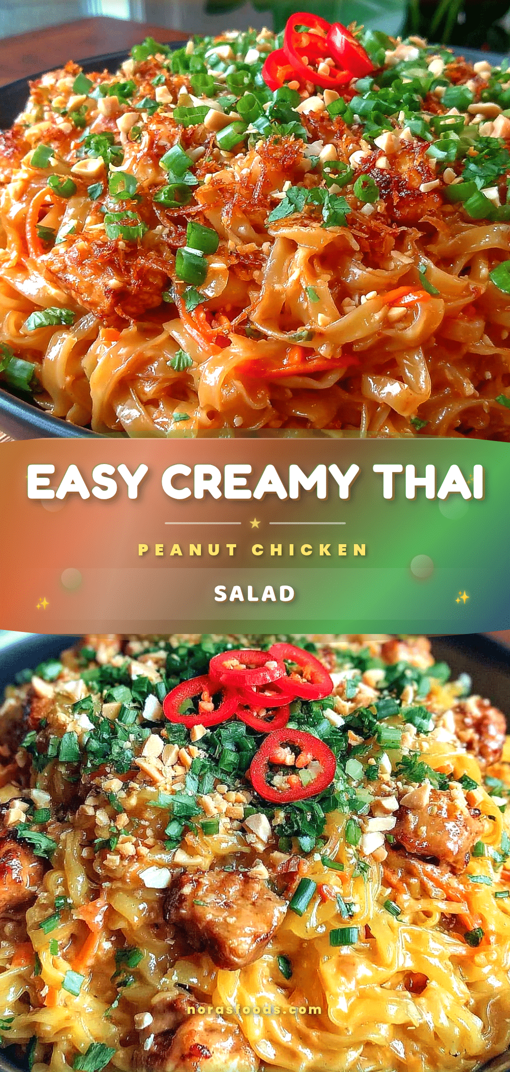 Easy Creamy Thai Peanut Chicken Noodle Salad recipe