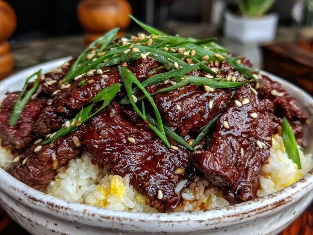easy korean beef bowl - featured image