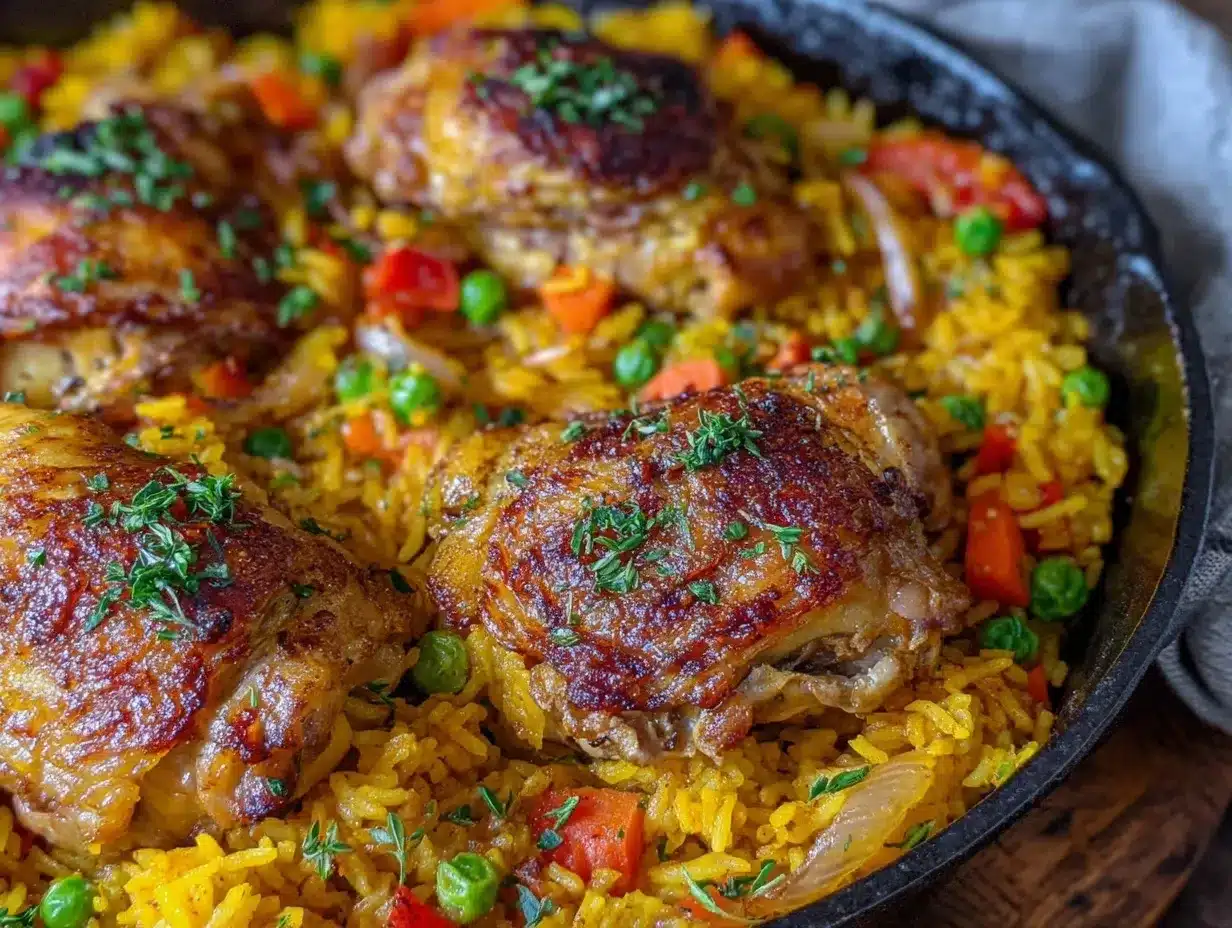 easy one-pan chicken and rice dinner preparation steps