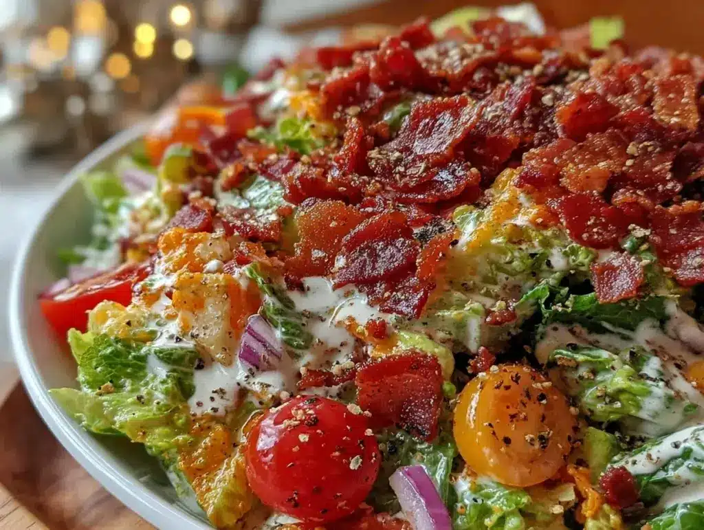 fresh blt chopped salad with avocado - featured image