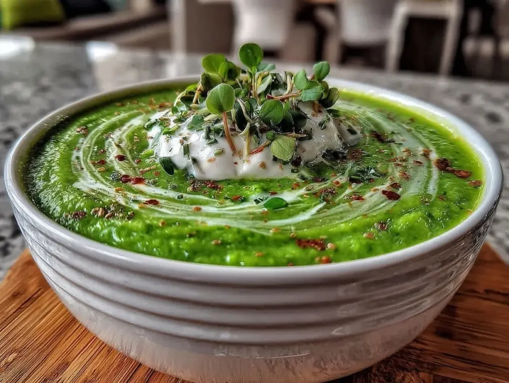 fresh chilled pea and mint soup - featured image