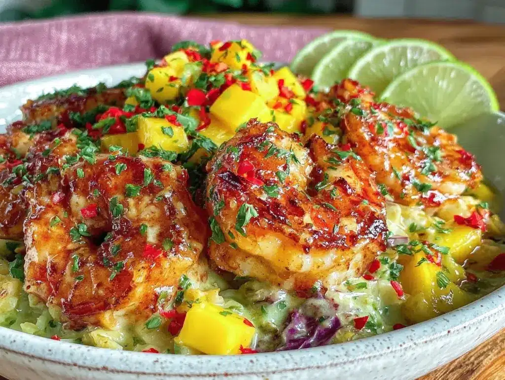 fresh coconut lime shrimp bowls - featured image