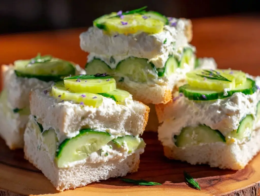 fresh cucumber cream cheese dill tea sandwiches - featured image