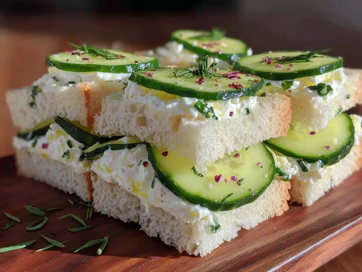 fresh cucumber cream cheese dill tea sandwiches preparation steps