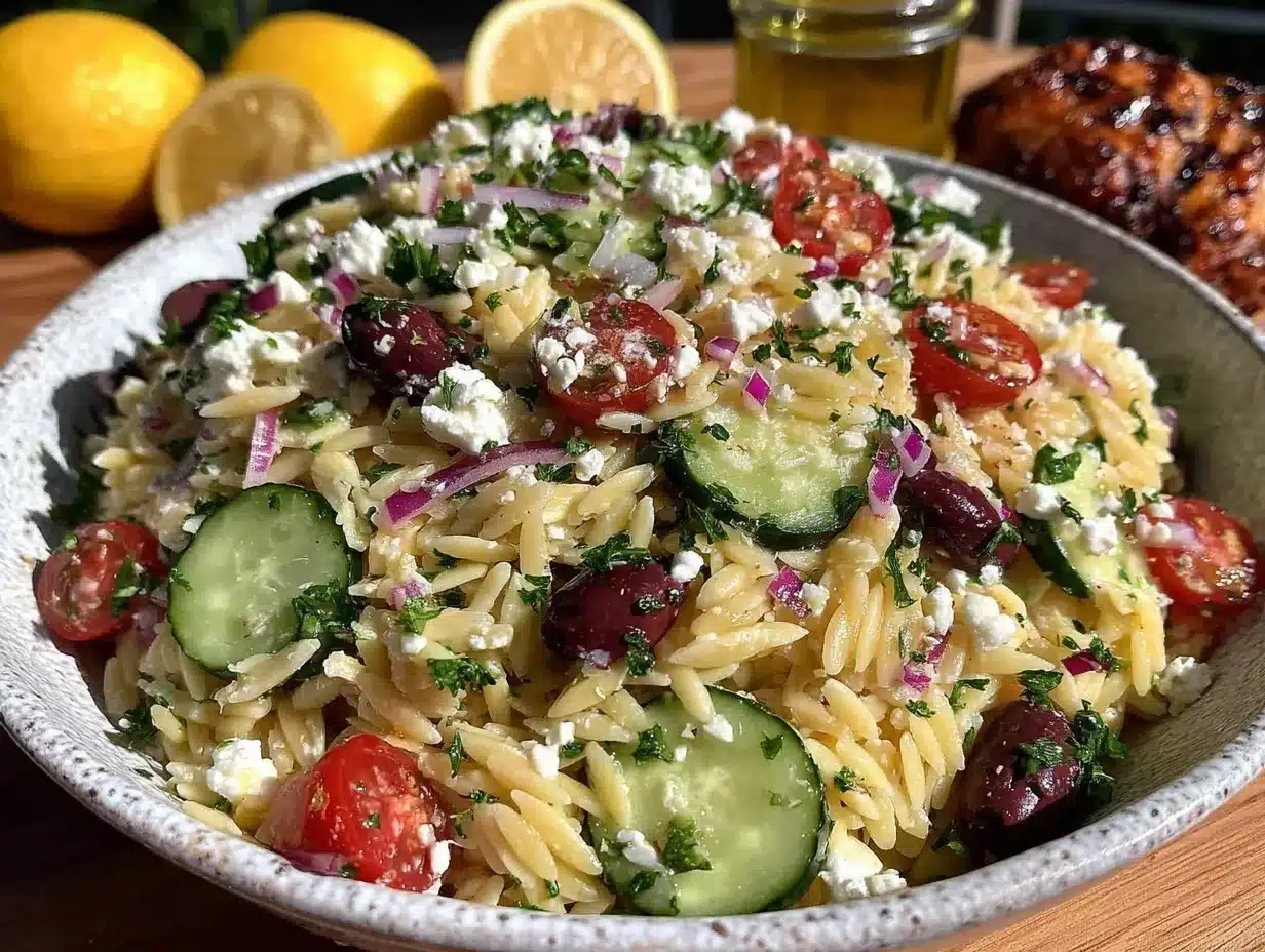 fresh greek orzo salad preparation steps