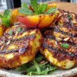 fresh grilled peach and halloumi salad - featured image