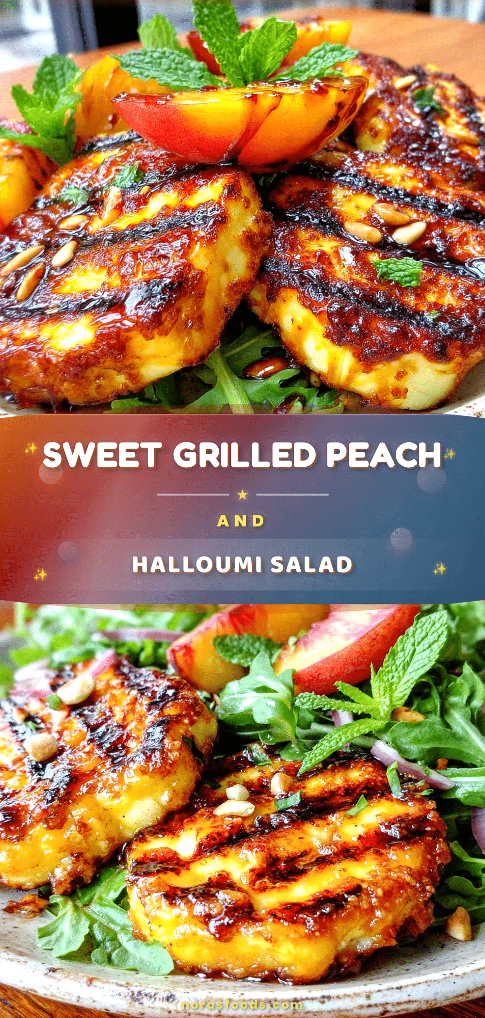 fresh grilled peach and halloumi salad recipe
