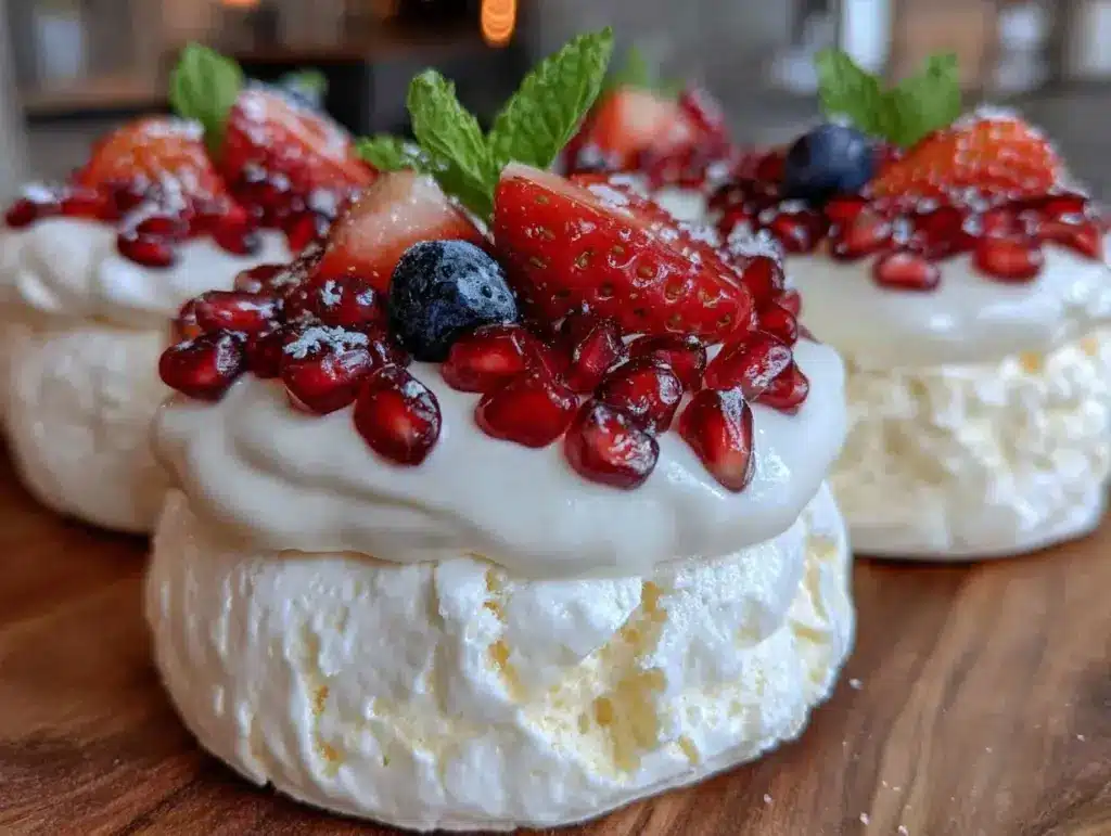fresh mini fruit tart pavlovas - featured image