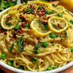 fresh spring pea and mint pasta salad - featured image