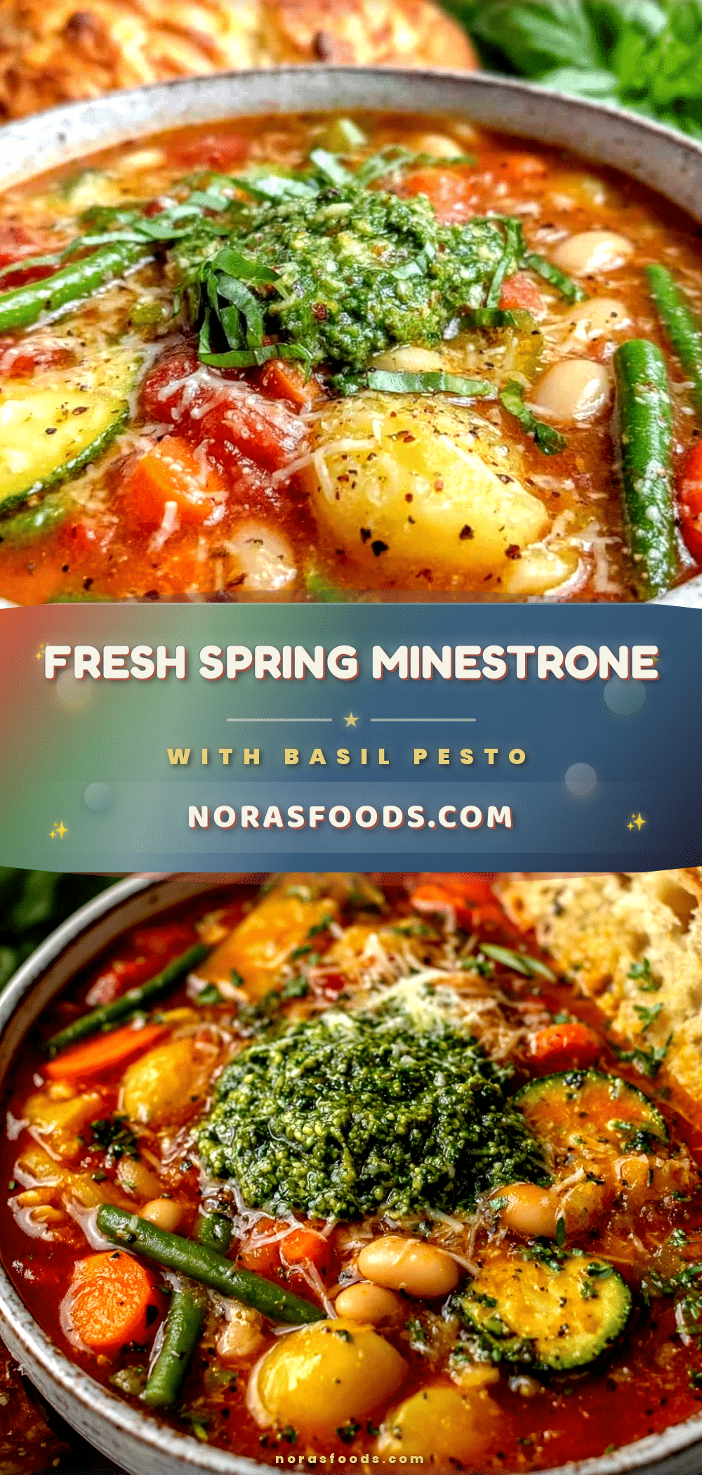 fresh spring vegetable minestrone with basil pesto recipe
