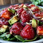 fresh strawberry avocado spinach salad - featured image