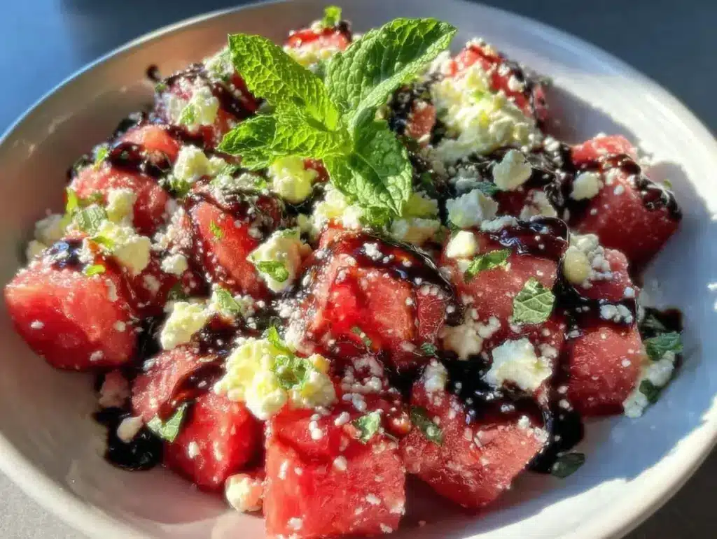fresh watermelon feta mint salad - featured image