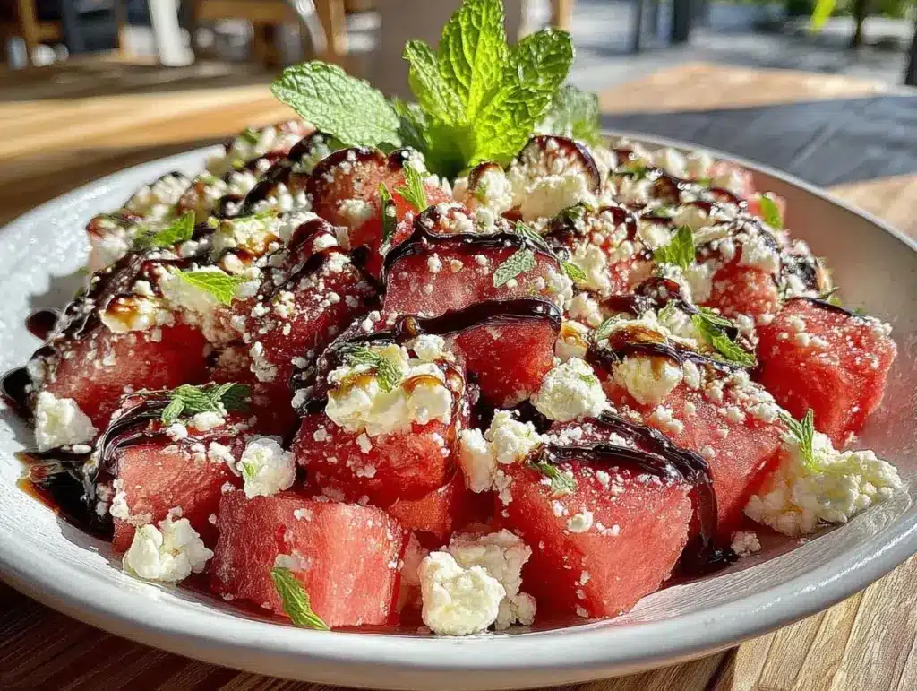 fresh watermelon feta mint salad - featured image