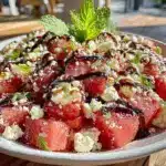 fresh watermelon feta mint salad - featured image