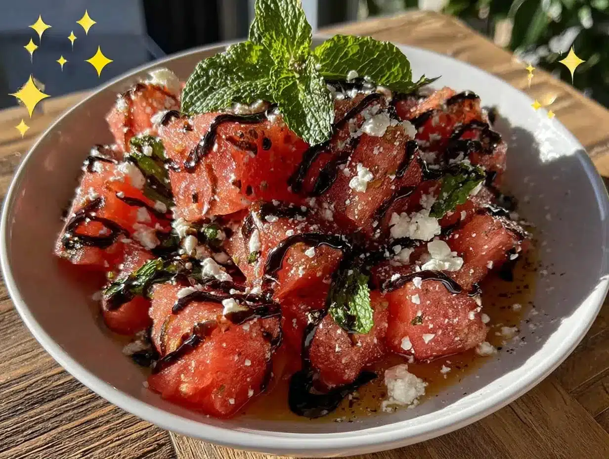 fresh watermelon feta mint salad preparation steps