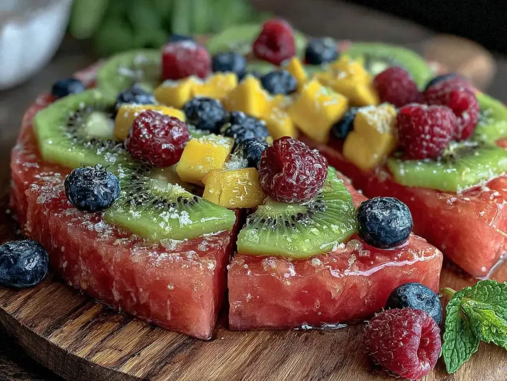 fresh watermelon pizza recipe - featured image