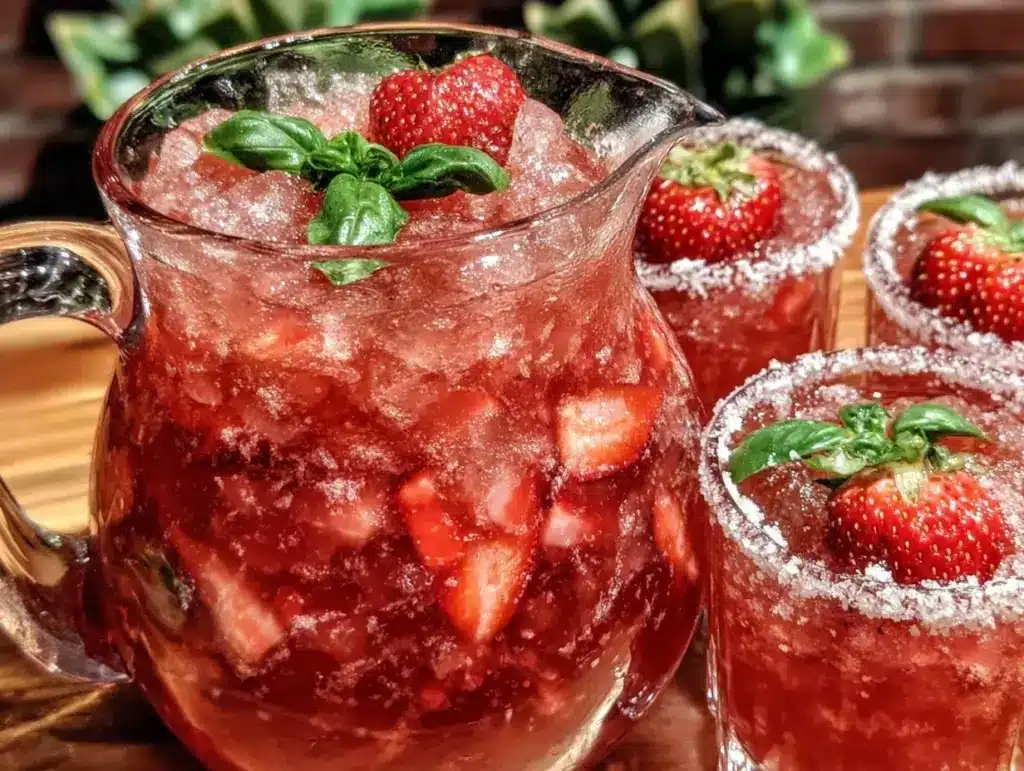 frozen strawberry basil margarita - featured image