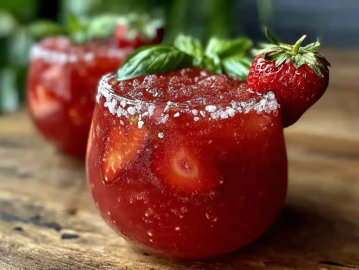 frozen strawberry basil margarita preparation steps